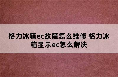 格力冰箱ec故障怎么维修 格力冰箱显示ec怎么解决